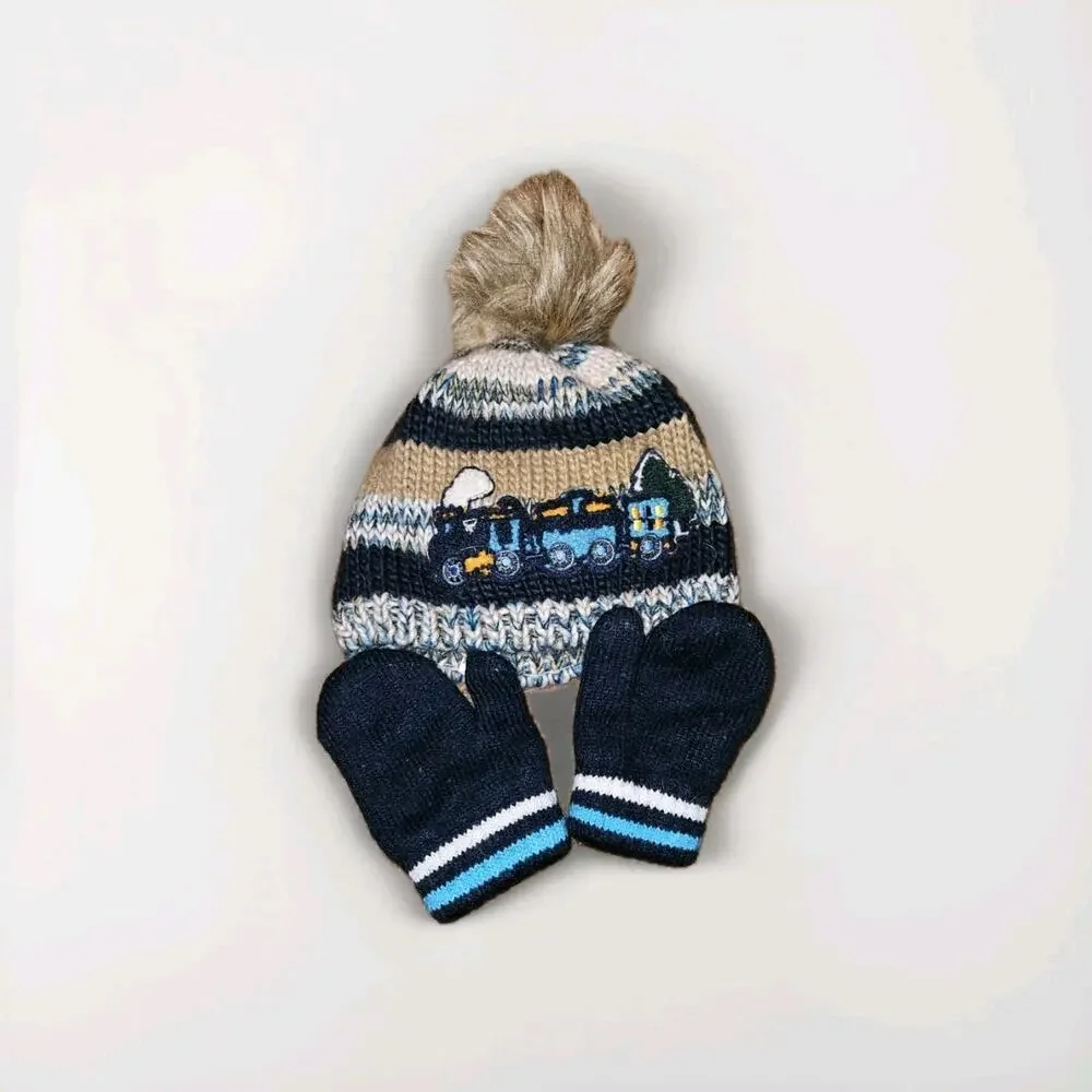 XS Children's Place Lined Train Beenie With Gloves
